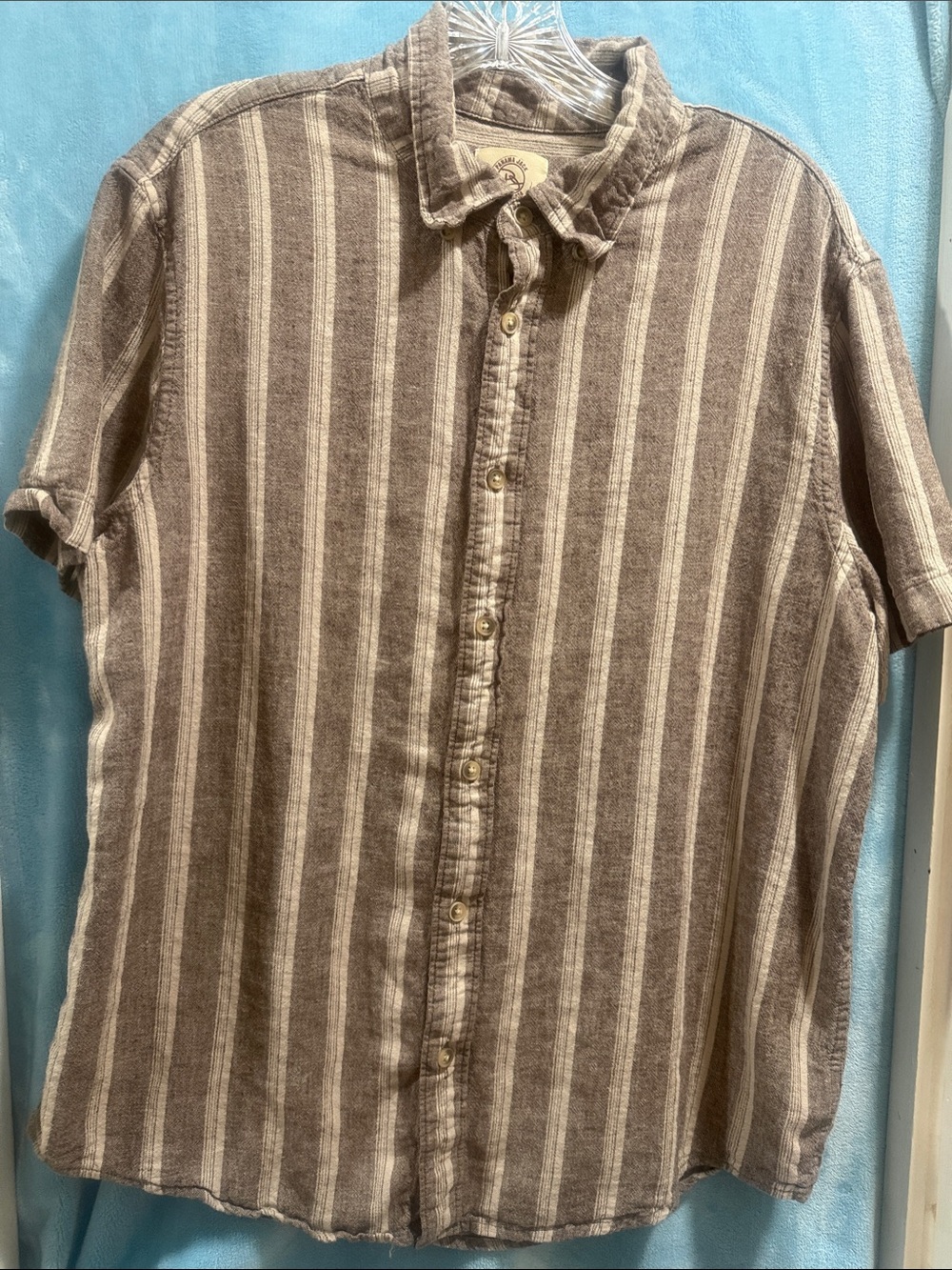 Panama Jack Brown and Cream Striped Short-Sleeve Button-Down Shirt